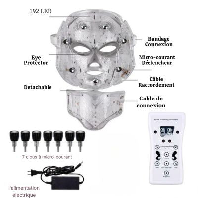 Masque facial de luminothérapie à 7 couleurs